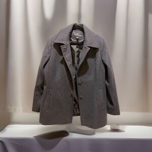 Womens London Fog Coat Size XL Gray Button Front Lined Pockets RN121545